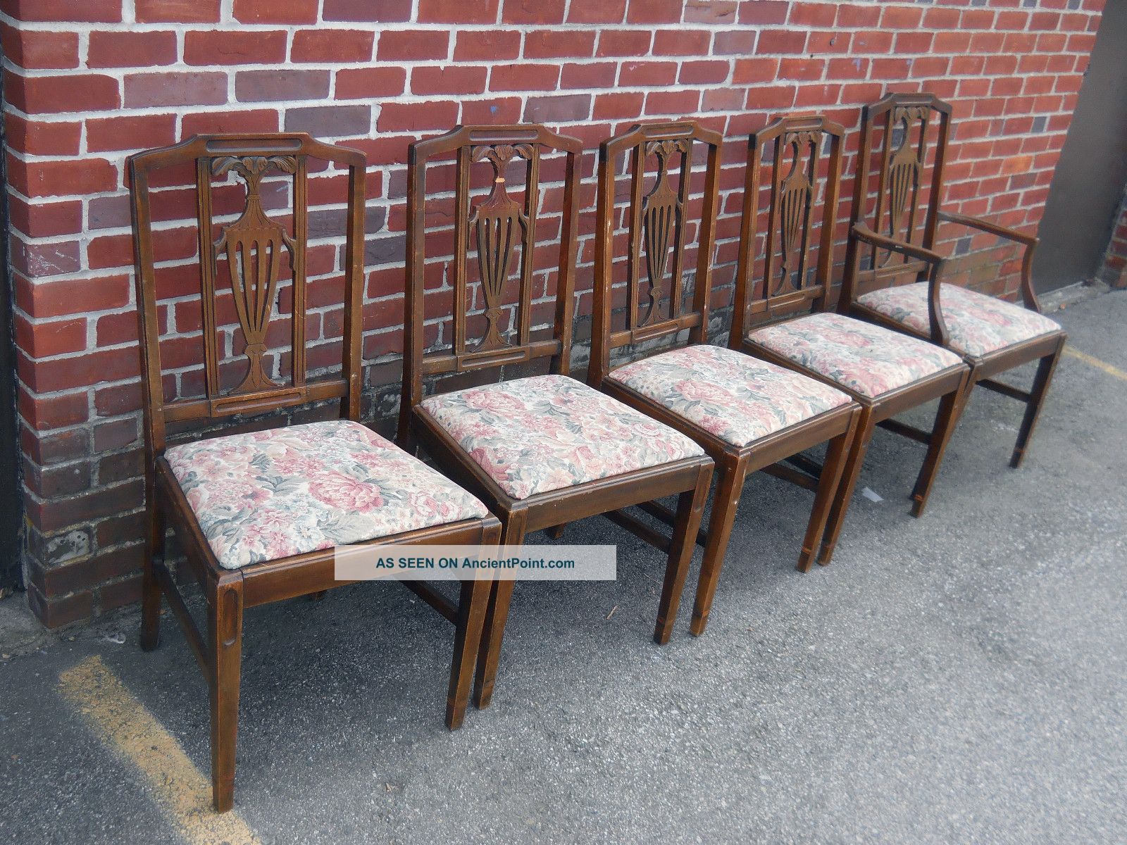 Dauler Vintage Antique Dining Room Kitchen Set Chairs Furniture Quality Inlaid 1900-1950 photo