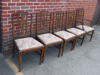 Dauler Vintage Antique Dining Room Kitchen Set Chairs Furniture Quality Inlaid photo