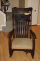Antique Northwind Large Oak Rocking Chair With Carved Face Rocker Early 1900 ' S 1900-1950 photo 4