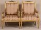 Fine Pair French Louis Xvi Carved Gilt Antique Upholstered Fauteuil Arm Chairs 1800-1899 photo 1