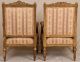 Fine Pair French Louis Xvi Carved Gilt Antique Upholstered Fauteuil Arm Chairs 1800-1899 photo 3