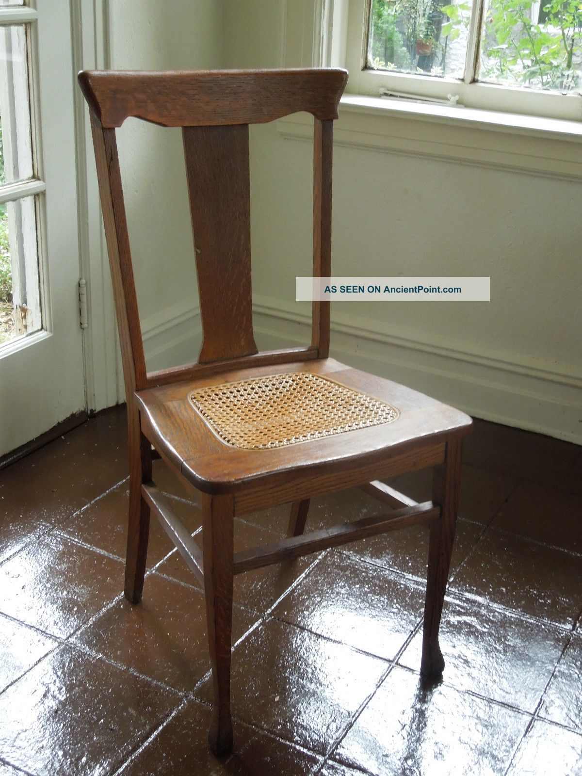 Cane Seat Antique Wood Vintage Chair 1900-1950 photo