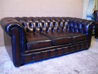 English Chesterfield Sofa Tufted Leather Good Value photo