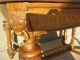 Vintage Lions Head Ornate Solid Carved Wood Desk Library Table Post-1950 photo 2