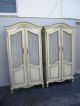 Pair Of Tall French Painted Armoires With A Desk By White 2685 Post-1950 photo 1