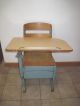 Vintage Wood & Metal Children ' S Elementary School Desk W Chair 15 