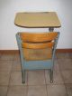 Vintage Wood & Metal Children ' S Elementary School Desk W Chair 15 
