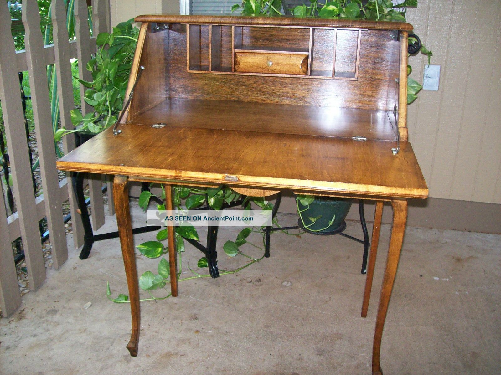 Antique Maple Drop Lid Ladies Writing Desk 1900-1950 photo