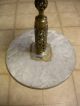 Ornate / Filigree Brass Pedestal Base Table With Round Marble Top,  2 Post-1950 photo 3