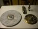Ornate / Filigree Brass Pedestal Base Table With Round Marble Top,  2 Post-1950 photo 4
