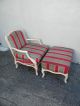French Carved Washed Lounge Chair With Ottoman 2737 Post-1950 photo 1
