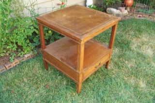 Antique Large Square Wood Coffee End Side Occasional Table Nightstand Vintage photo
