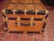 Refinished Flat Top Steamer Trunk Antique Chest With Working Lock And Key 1800-1899 photo 3