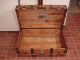 Refinished Flat Top Steamer Trunk Antique Chest With Working Lock And Key 1800-1899 photo 5