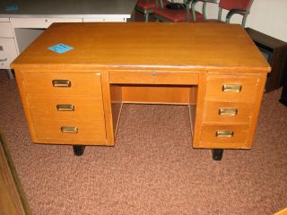 Antique Teacher ' S Oak Desk photo