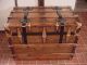 Refinished Flat Top Steamer Trunk Antique Chest With Straps,  Key & Tray 1800-1899 photo 5