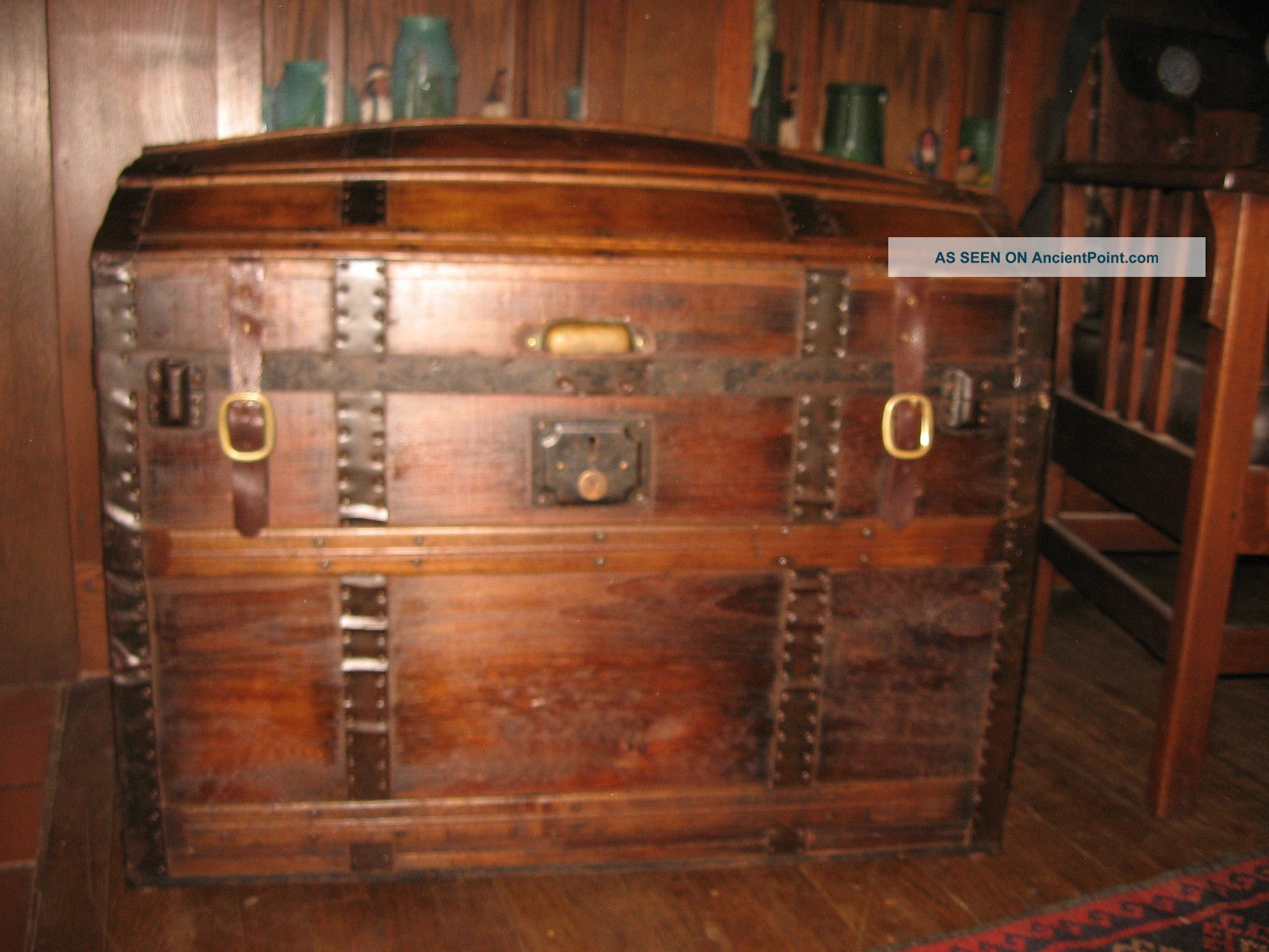 Antique 1800s Stage Coach Chest Steamer Trunk Hump Back Restored Refinished 1800-1899 photo