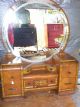 Vintage Art Deco Waterfall Vanity Dresser Unique Detailed W/ Stool.  A Must See 1900-1950 photo 4