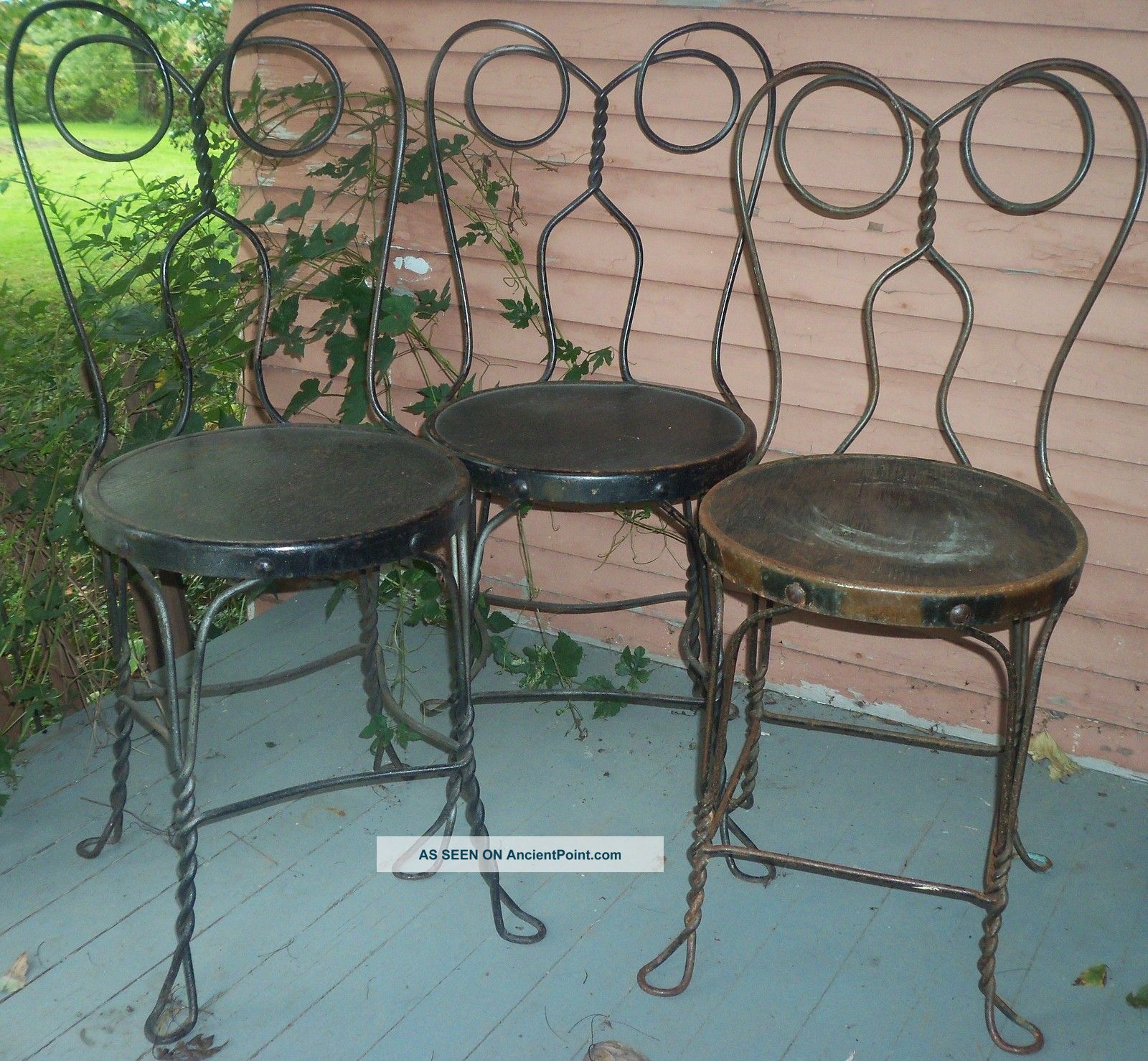 3 Vintage Retro Metal Soda Shop Ice Cream Chairs - Condition - Adult Size 1900-1950 photo