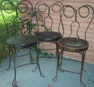 3 Vintage Retro Metal Soda Shop Ice Cream Chairs - Condition - Adult Size photo
