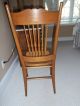Antique Golden Oak Pressed Back Chair W/ Cane Seat 1900-1950 photo 3