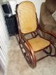 Antique Thonet Style Bentwood Rocker Wooden Rocking Chair Brown And Tan Post-1950 photo 1