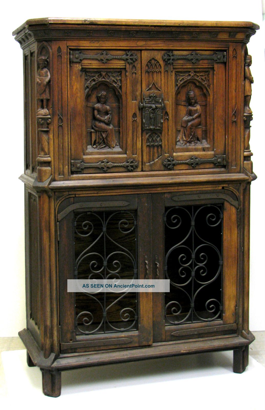 Very Old (200 To 300 Years) Hand Made - Hand Carved European Wall Cabinet - Gc Pre-1800 photo