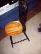 Pair Hitchcock Paint Decorated Black & Maple Seat Spindle Back Dining Side Chair Post-1950 photo 4