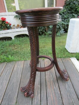 Art Nouveau Antique Early Carved Plant Stand Table A Little Shabby Victorian photo