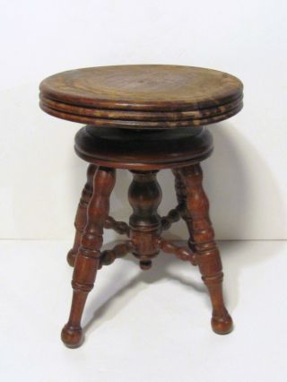 Great Antique Piano Stool,  Salesman Sample Size.  Swivel Seat.  Miniature Stool photo