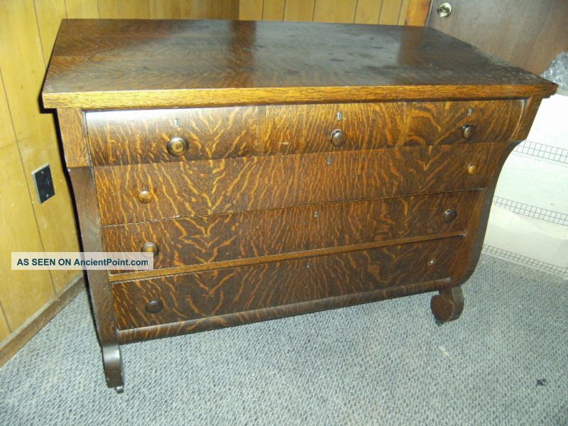 Late 1800 ' S,  Quarter Sawn Oak Empire Style Dresser 1800-1899 photo
