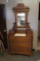 Antique Eastlake Victorian Walnut Dresser Vanity Marble Burl Wood 1800s 19th Cen 1800-1899 photo 5