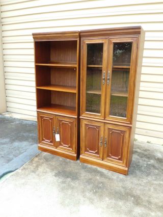50301 Pair Hooker Furniture Cherry Bookcase Cabinet S photo