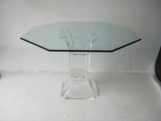 Mid - Century Modern Lucite And Glass Dining Table Vintage Eames Knoll Hollywood photo