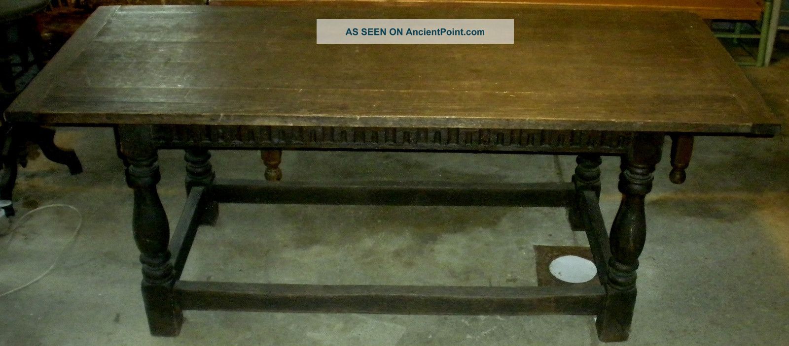 Antique Primitive Late 1800s Colonial Revivial Jacobean Style Farm Tavern Table Primitives photo