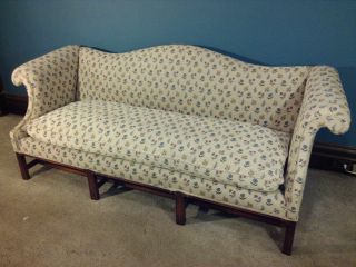 Kittinger Chippendale Style Camelback Sofa W Rolled Arm Carved Marlborough Legs photo