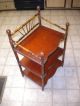 Antique Wood Three Tier With Bamboo Ball And Stick Shelf / Bookcase 1900-1950 photo 1
