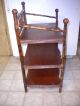 Antique Wood Three Tier With Bamboo Ball And Stick Shelf / Bookcase 1900-1950 photo 3