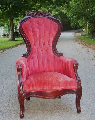 Antique Victorain Tuft Upholstered Chair Ornate Victorian Upholstered Chair photo