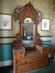 Victorian Antique Bed And Vanity Dresser Carved And Burl Walnut C.  1865 - 1875 1800-1899 photo 8