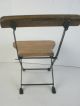 Vintage Child Oak Steel Folding Chair 15” Doll Bears Display 1900-1950 photo 2