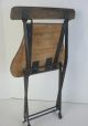 Vintage Child Oak Steel Folding Chair 15” Doll Bears Display 1900-1950 photo 5
