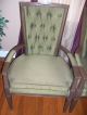 Set Of 2 Vintage / Antique Green Tufted Back Fabric And Wood Side Chairs 1900-1950 photo 2