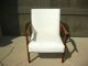 Vintage Danish Modern Walnut Chair Off White Vinyl Upholstery Mid Century Modern Post-1950 photo 1