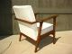 Vintage Danish Modern Walnut Chair Off White Vinyl Upholstery Mid Century Modern Post-1950 photo 2