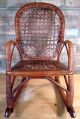 Antique Child ' S Rattan Rocking Chair W/ Caned Seat & Back Very Charming Vintage Post-1950 photo 1
