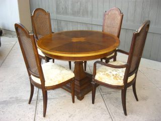 Vintage Mid Century Modern French Provincial Style Dining Set With 4 Wood Chairs photo