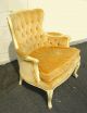 Vintage French Provincial Curved Wingback Arm Chair Pumkin Orange Tufted Velvet Post-1950 photo 1