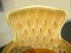 Vintage French Provincial Curved Wingback Arm Chair Pumkin Orange Tufted Velvet Post-1950 photo 3