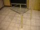 Vintage Hollywood Regency Faux Metal Bamboo,  Glass Top End Table,  Bin Post-1950 photo 1